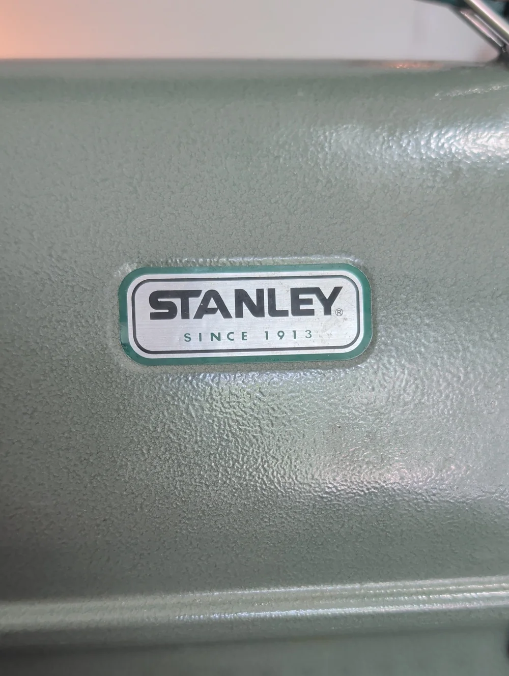 Vintage Stanley Drab Green Metal Lunch Box with Metal Latches